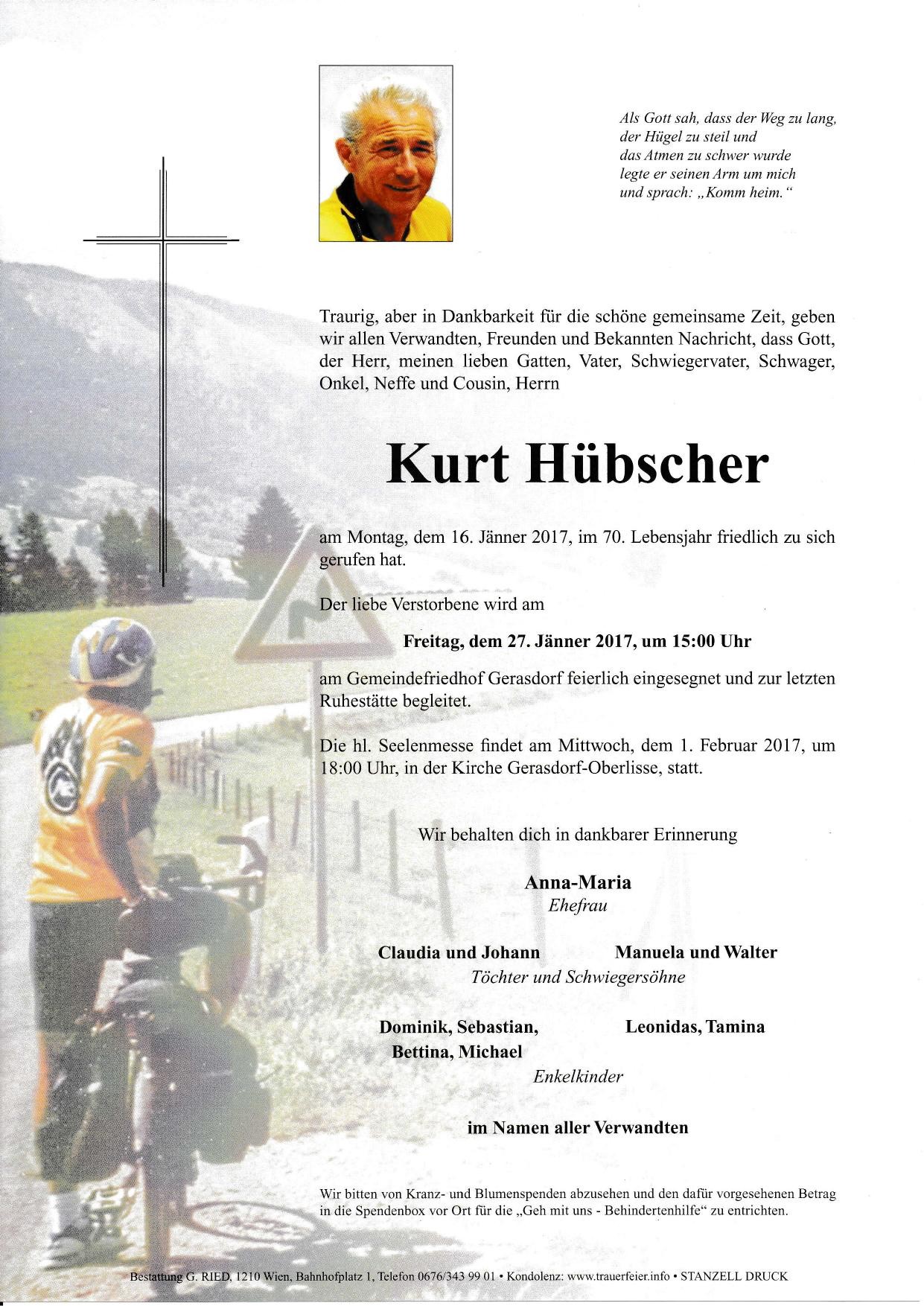 Traueranzeige von Kurt Hübscher