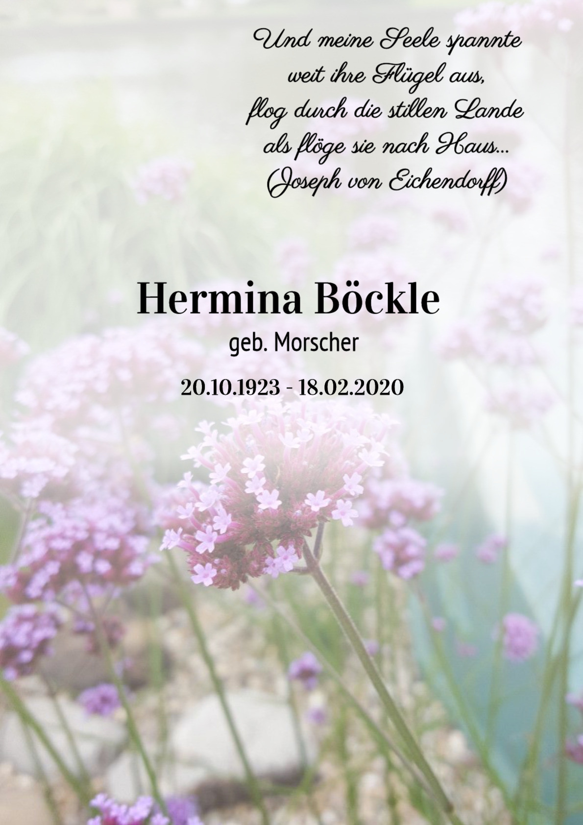 Traueranzeige von Hermina Böckle