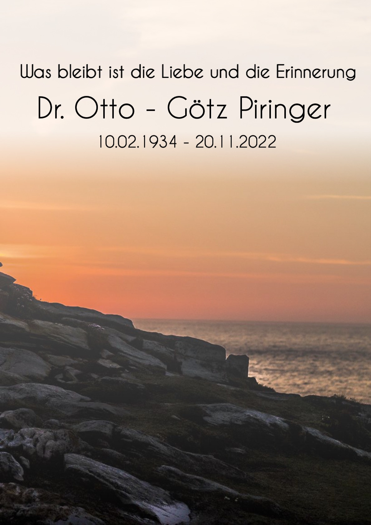 Traueranzeige von Dr. Otto - Götz Piringer