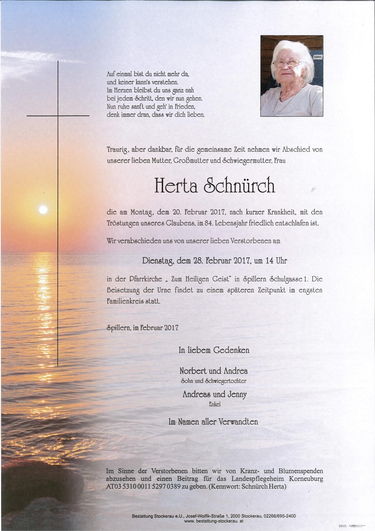 Traueranzeige von Herta Schnürch