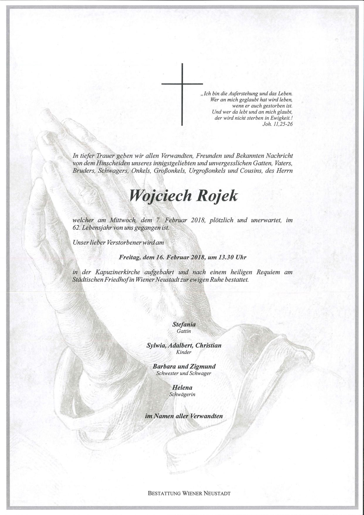 Traueranzeige von Wojciech Rojek