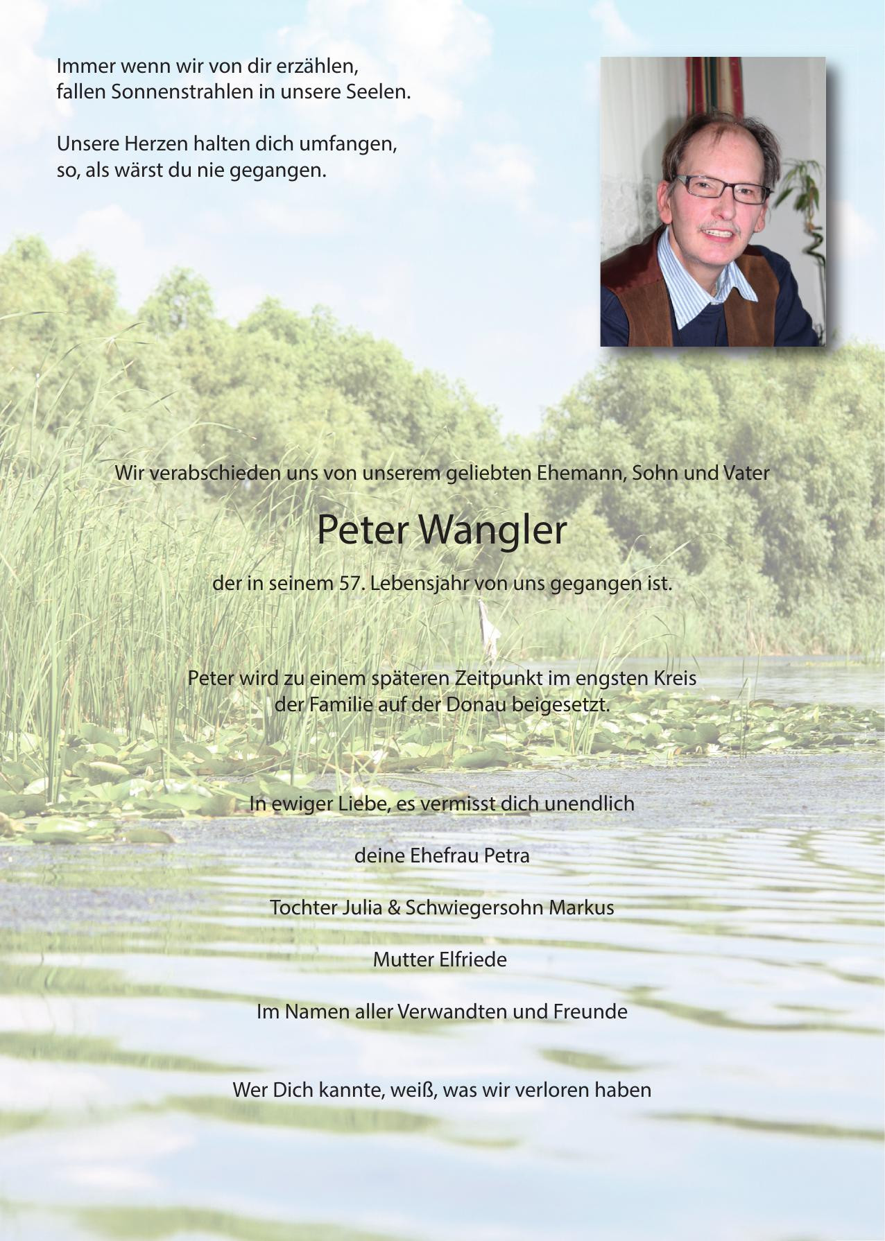 Traueranzeige von Peter Wangler