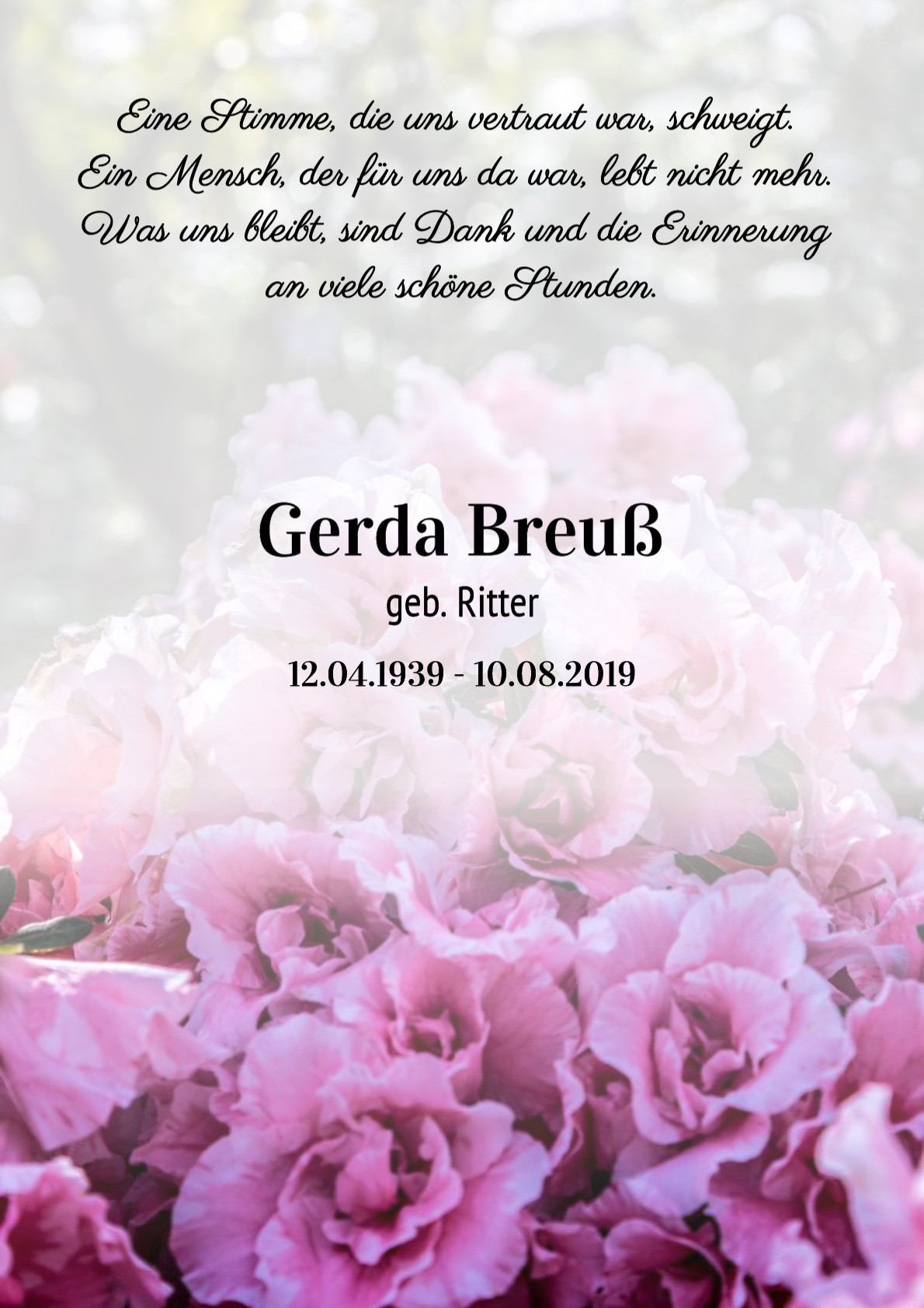 Traueranzeige von Gerda Breuß