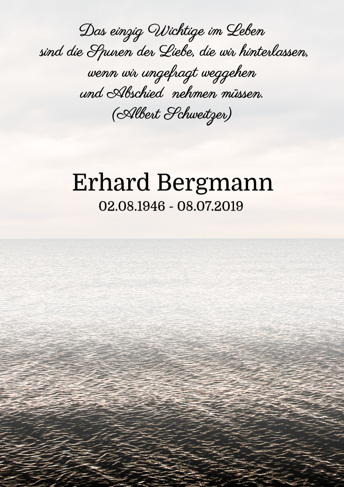 Traueranzeige von Erhard Bergmann