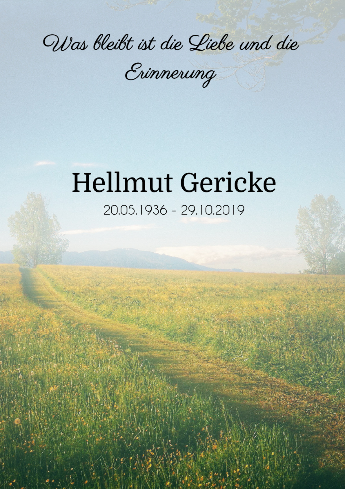 Traueranzeige von Hellmut Gericke