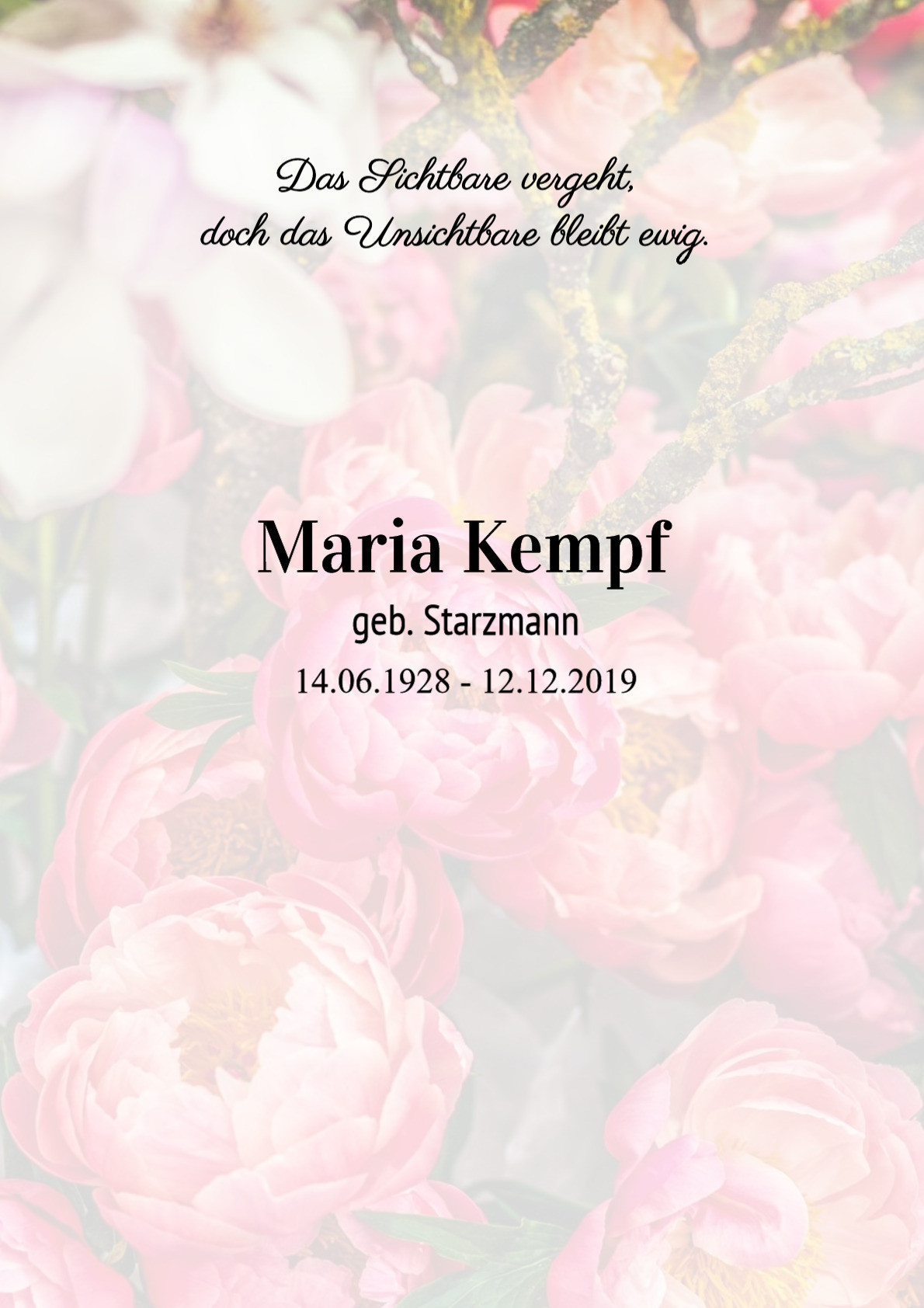 Traueranzeige von Maria Kempf
