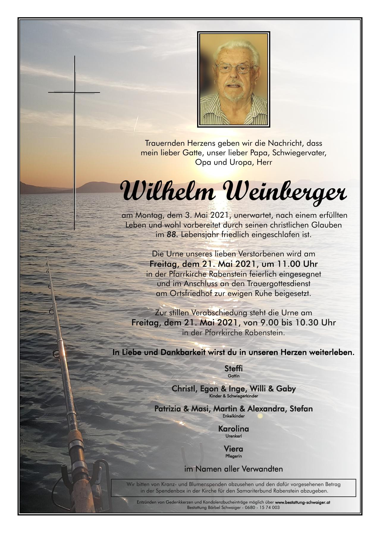 Traueranzeige von Wilhelm Weinberger