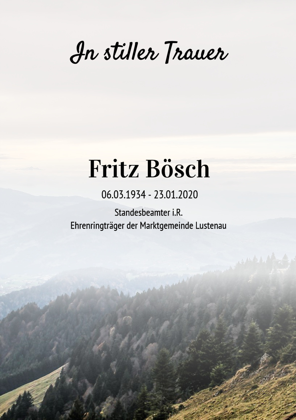 Traueranzeige von Fritz Bösch