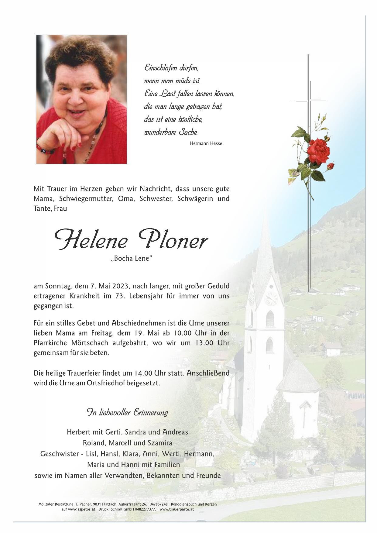 Traueranzeige von Helene Ploner