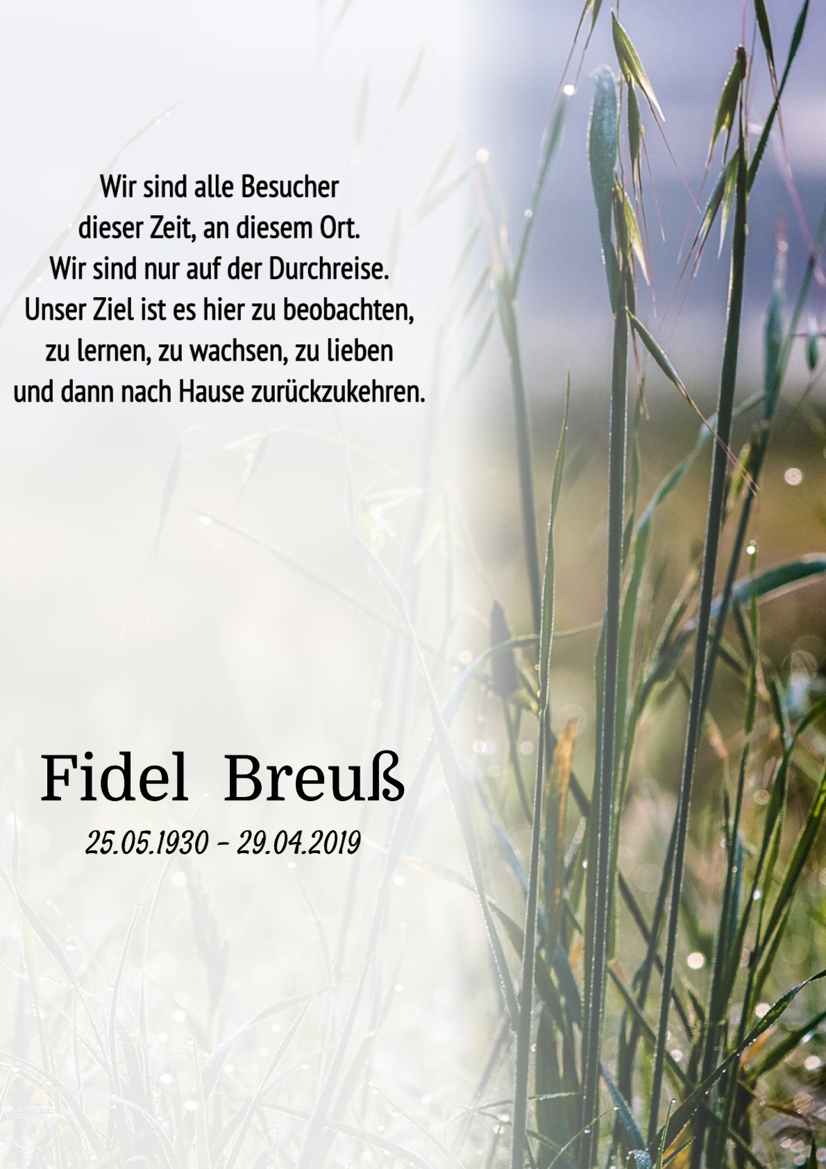 Traueranzeige von Fidel Breuß