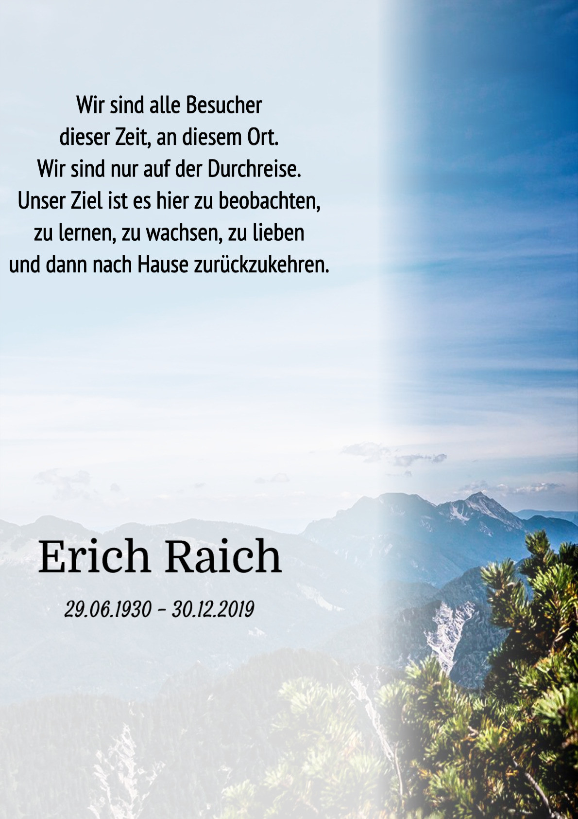 Traueranzeige von Erich Raich