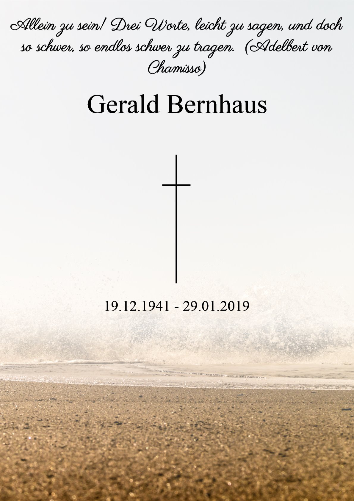 Traueranzeige von Gerald Bernhaus