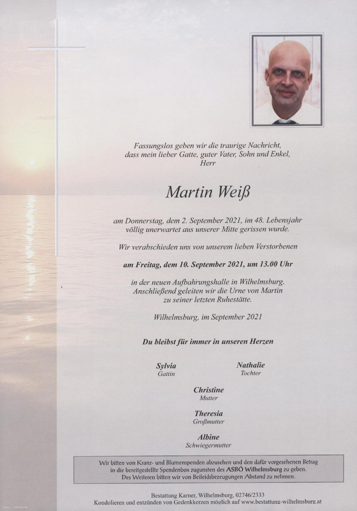 Traueranzeige von Martin Weiß