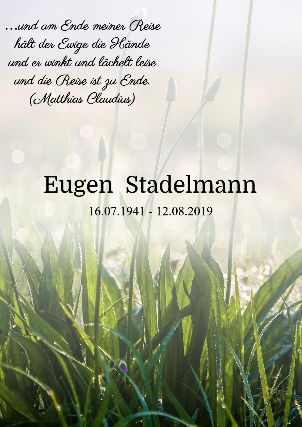 Traueranzeige von Eugen Stadelmann
