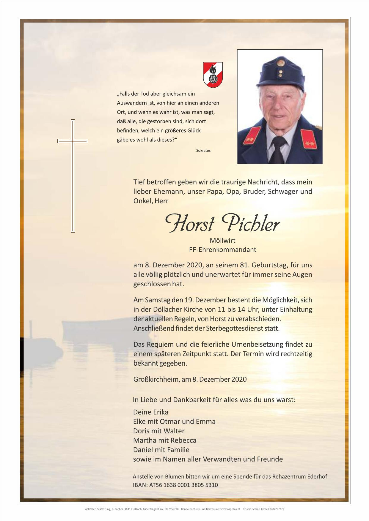 Traueranzeige von Horst Pichler