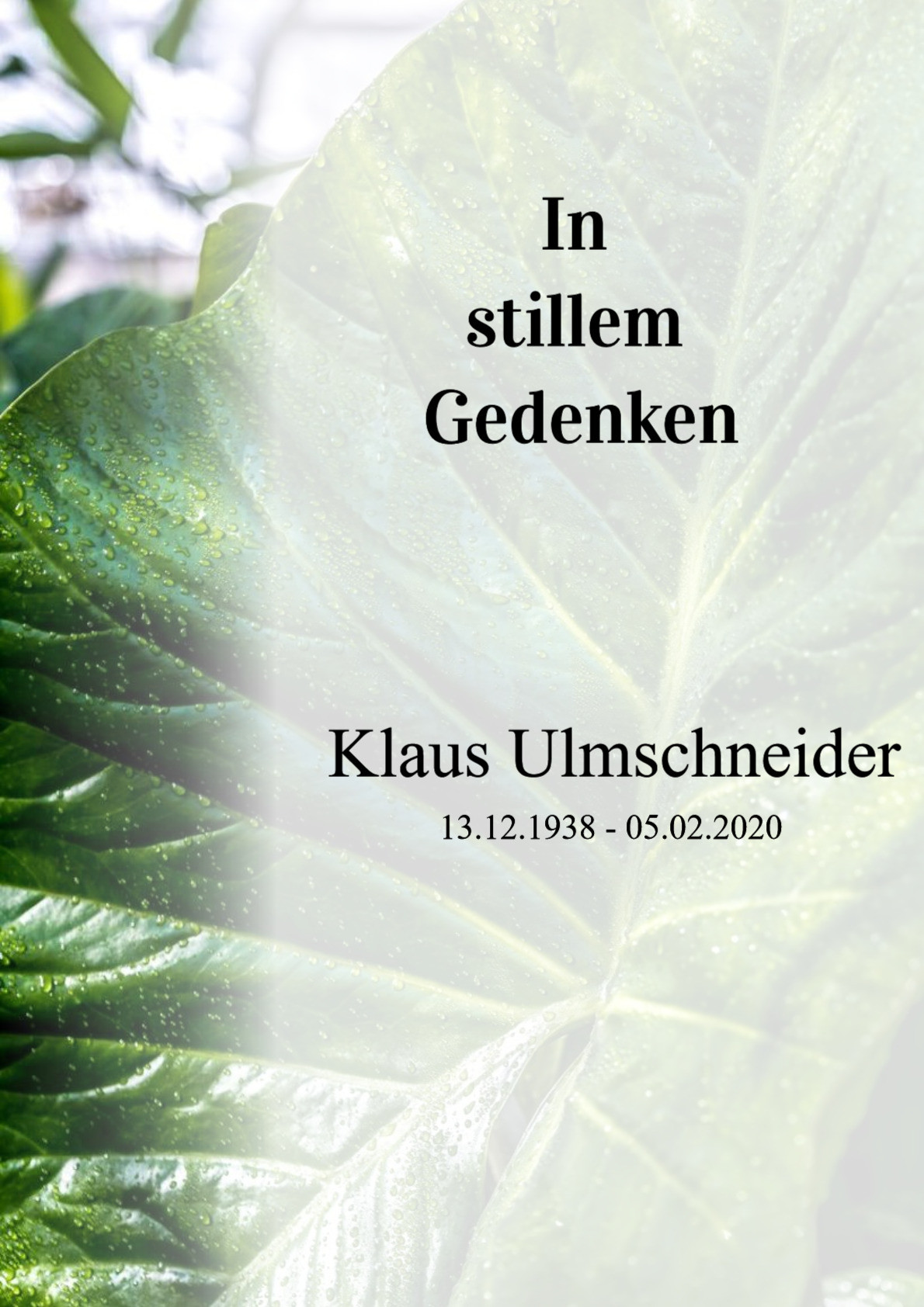 Traueranzeige von Klaus Ulmschneider