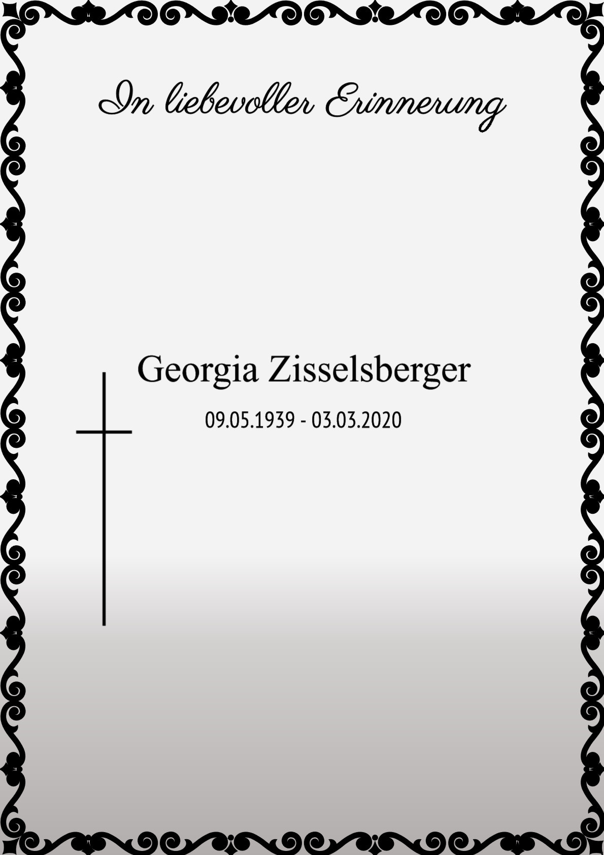 Traueranzeige von Georgia Zisselsberger