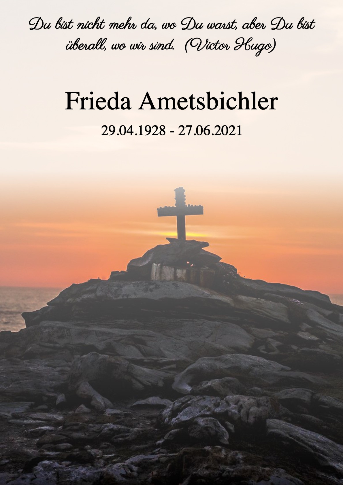 Traueranzeige von Frieda Ametsbichler