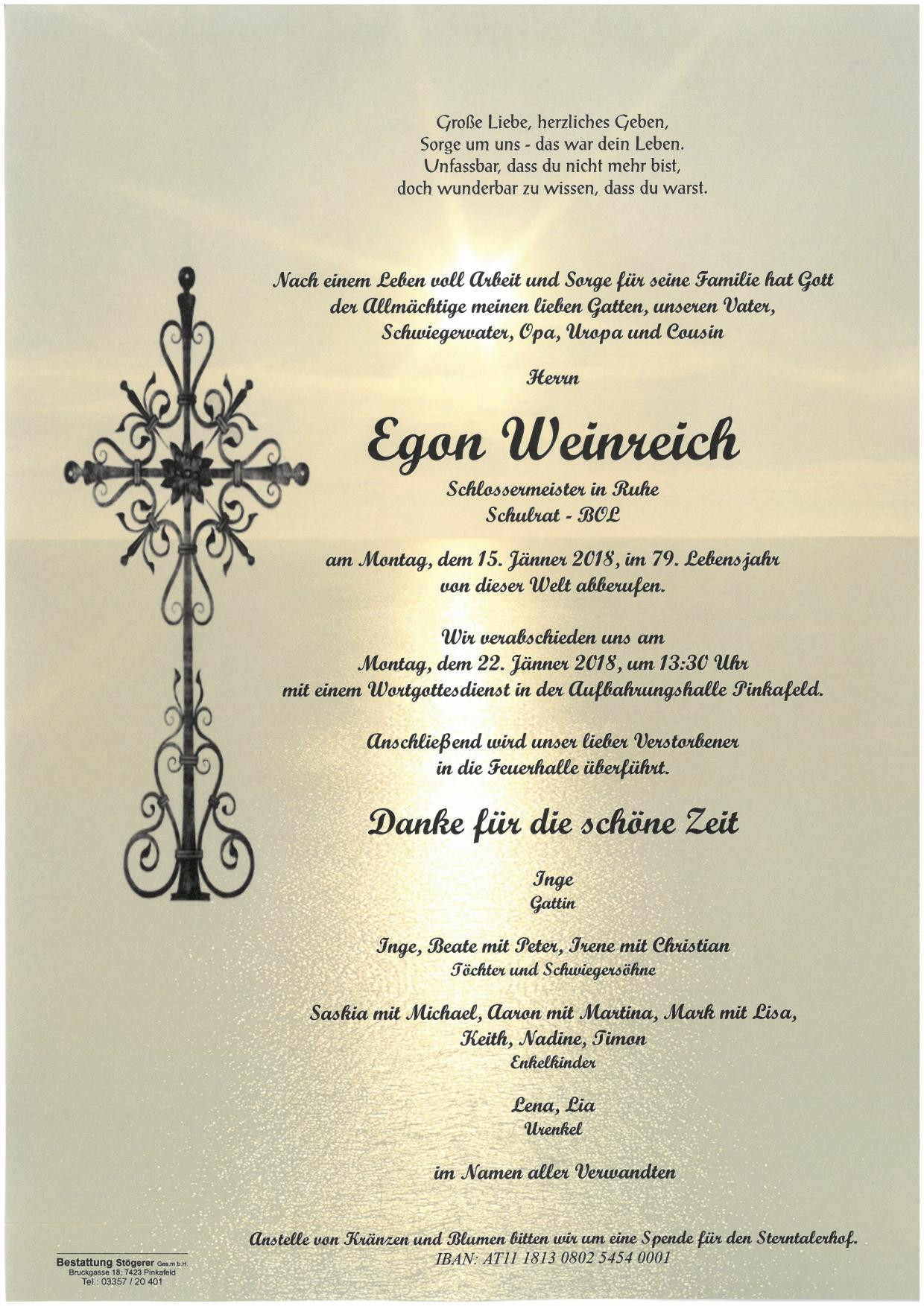 Traueranzeige von Egon Weinreich