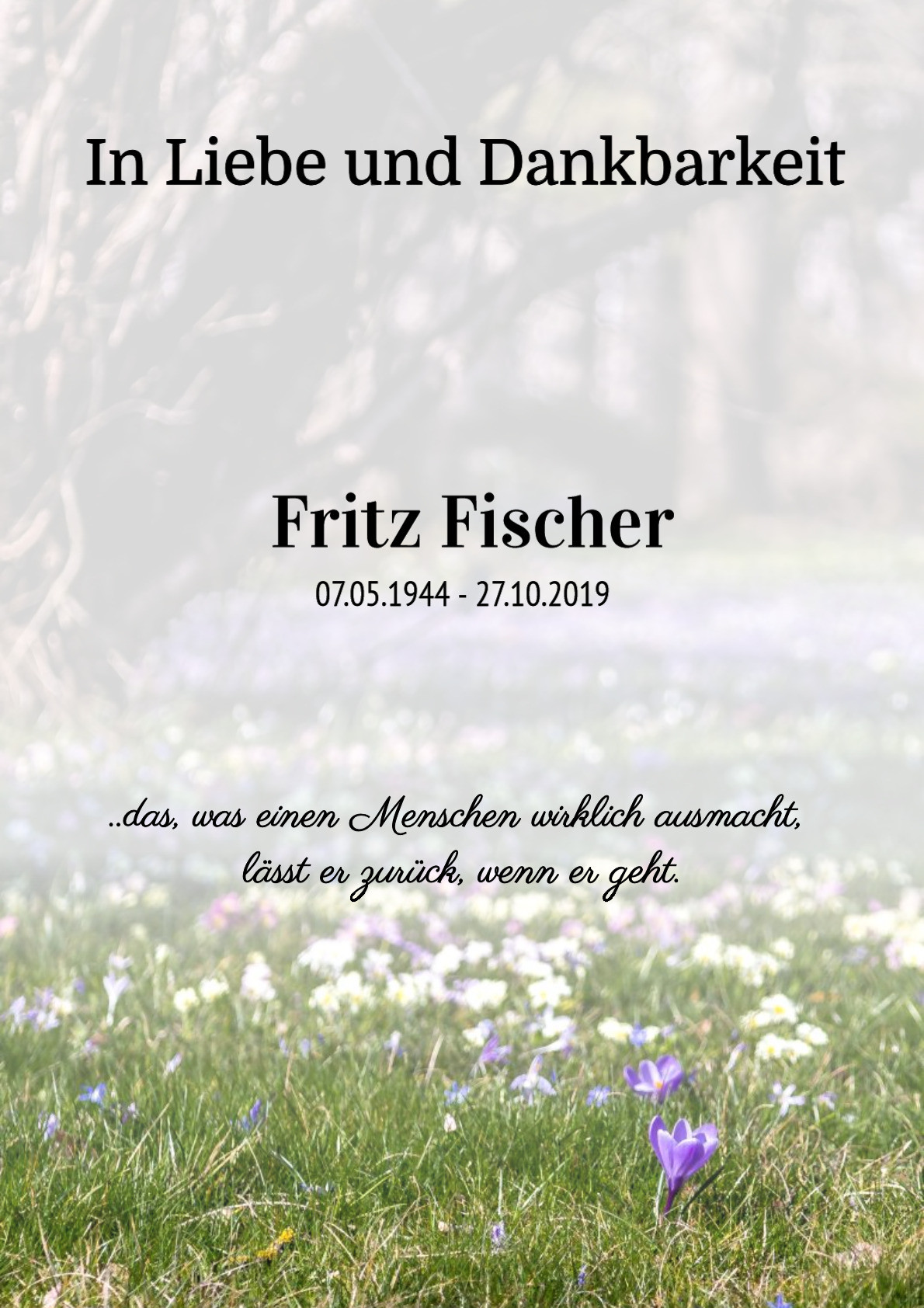 Traueranzeige von Fritz Fischer