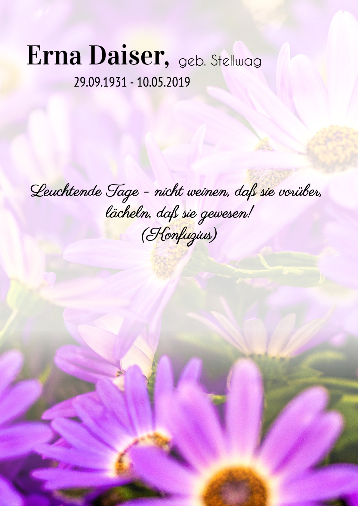 Traueranzeige von Erna Daiser