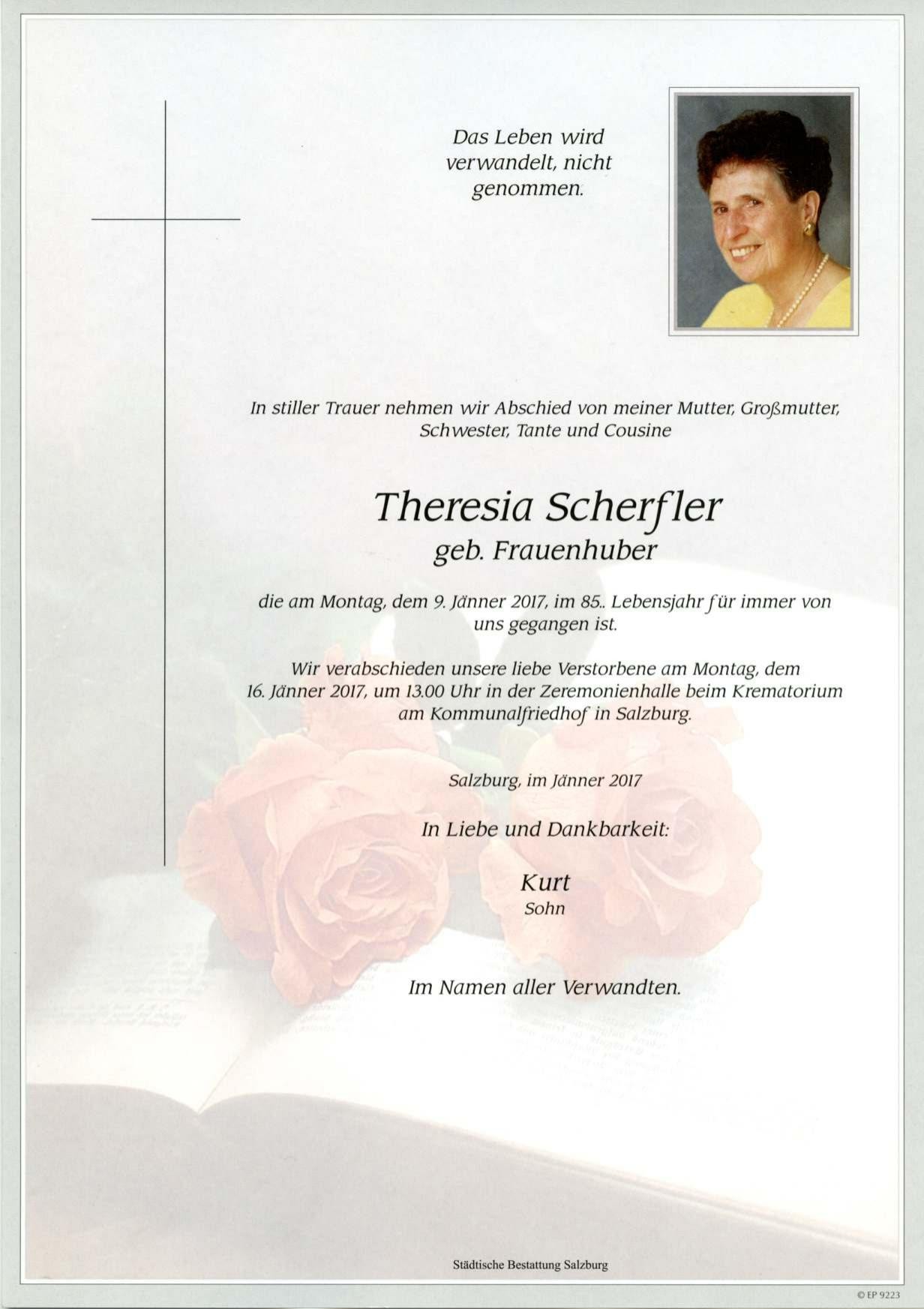 Traueranzeige von Theresia Scherfler