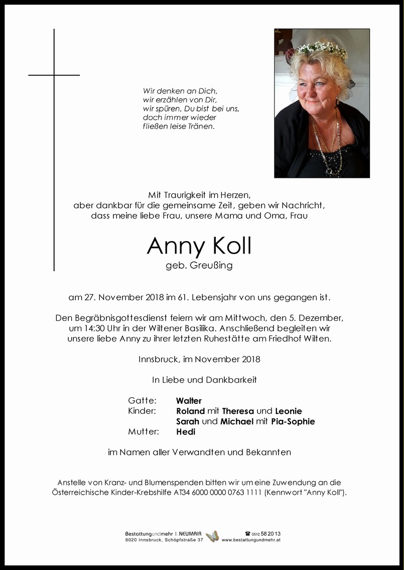 Traueranzeige von Anny Koll