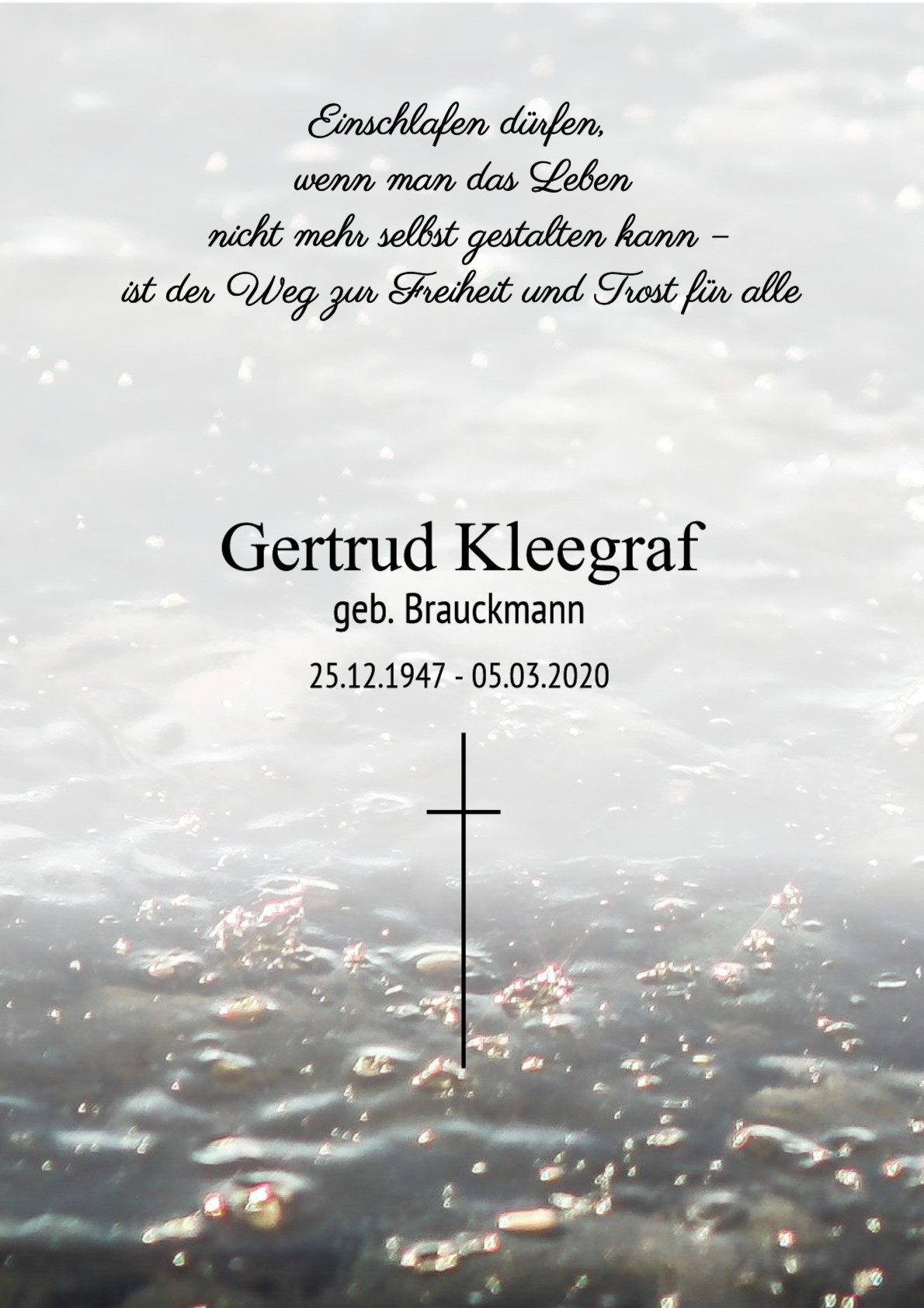 Traueranzeige von Gertrud Kleegraf