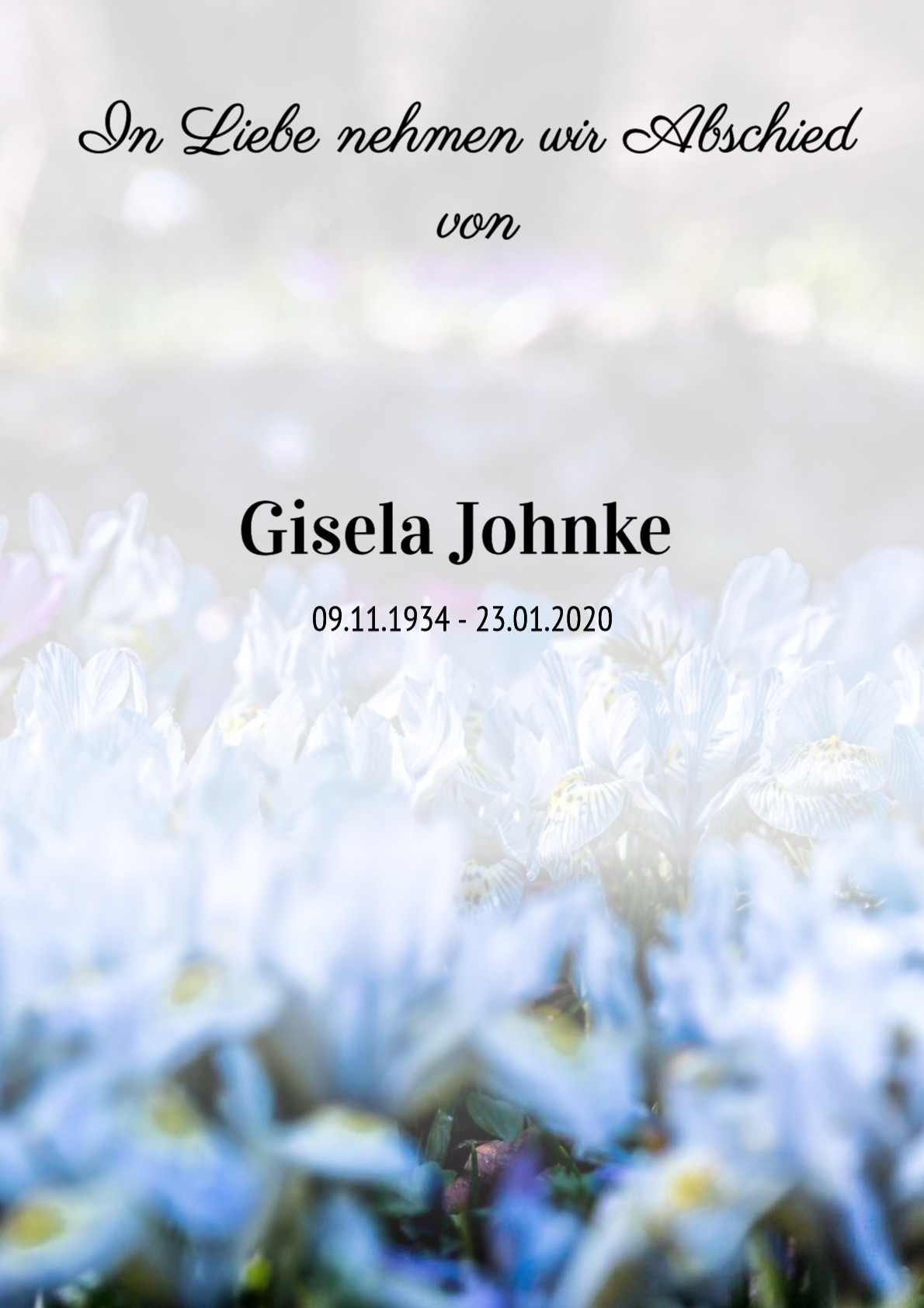 Traueranzeige von Gisela Johnke