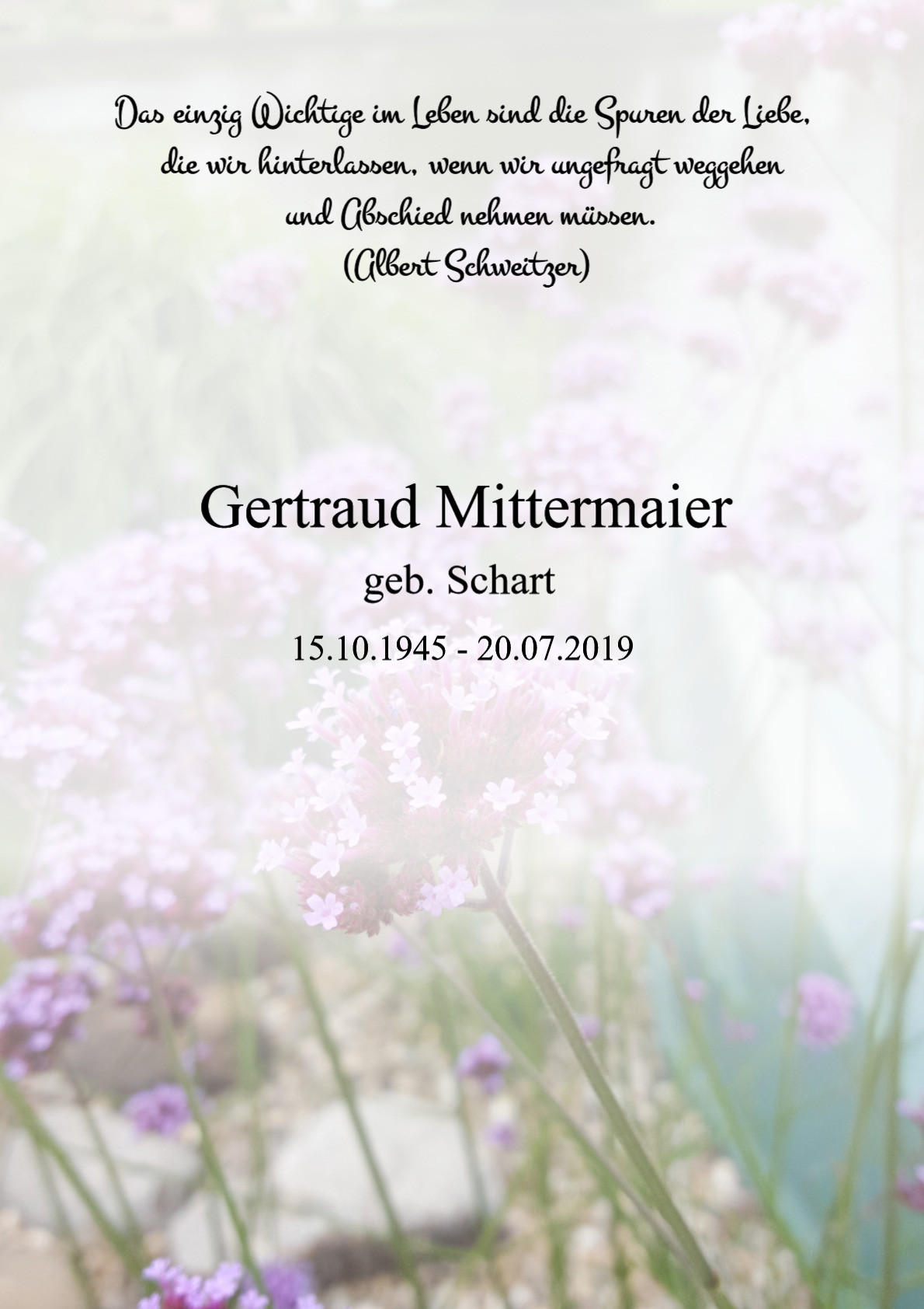 Traueranzeige von Gertraud Mittermaier