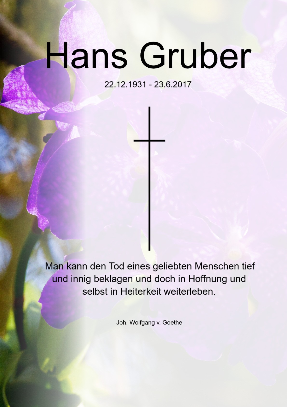 Traueranzeige von Hans Gruber
