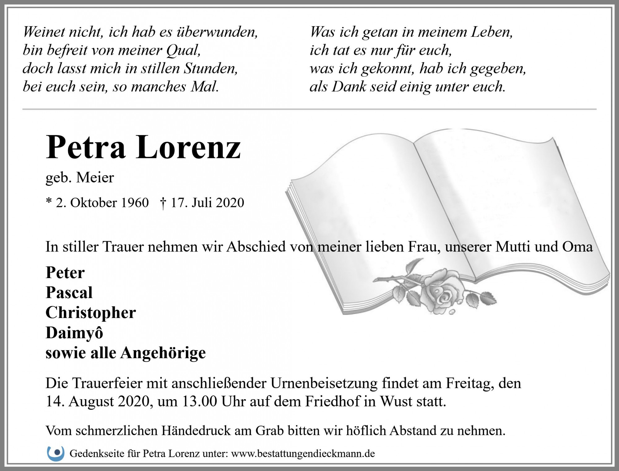 Traueranzeige von Petra Lorenz