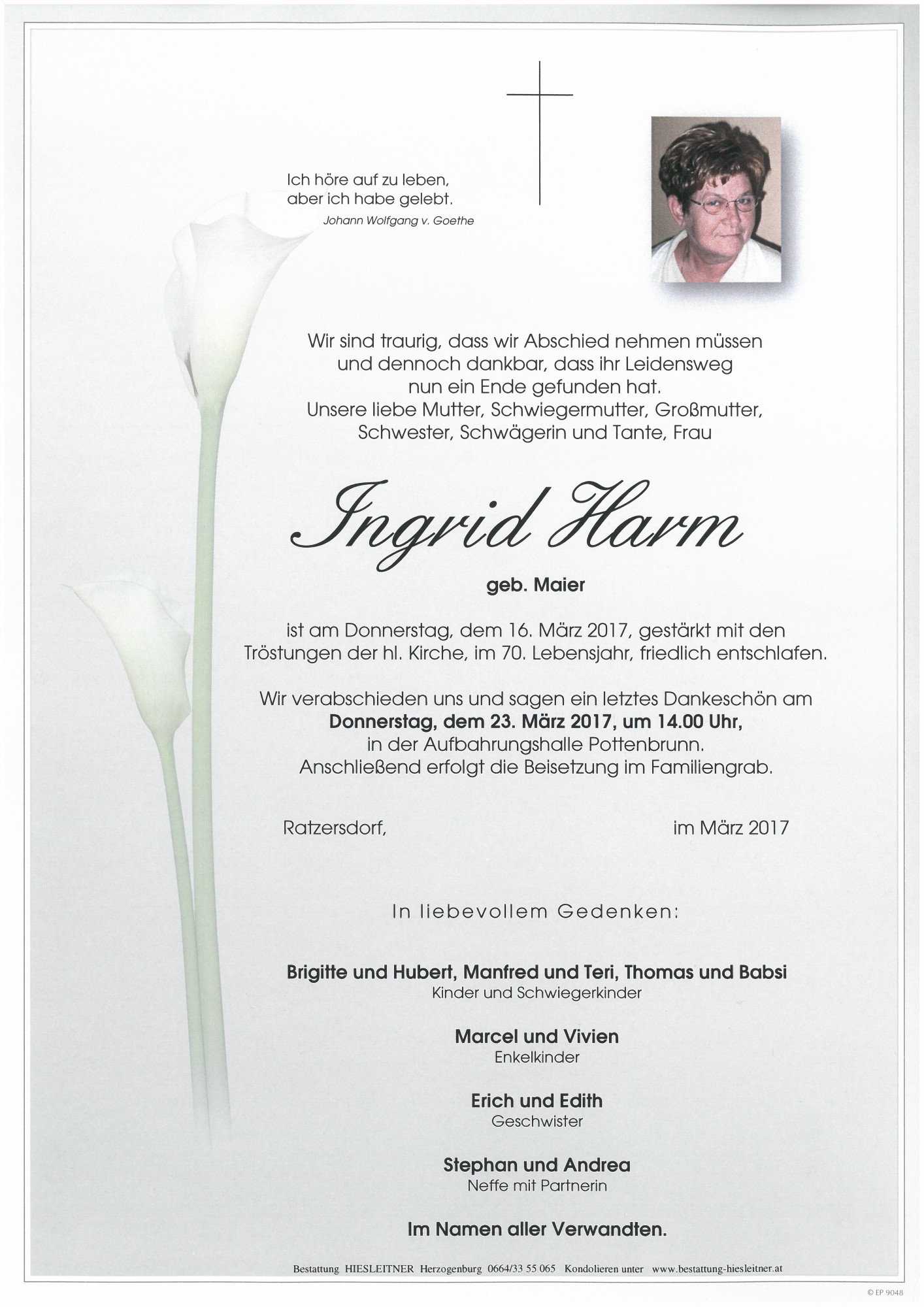 Traueranzeige von Ingrid Harm