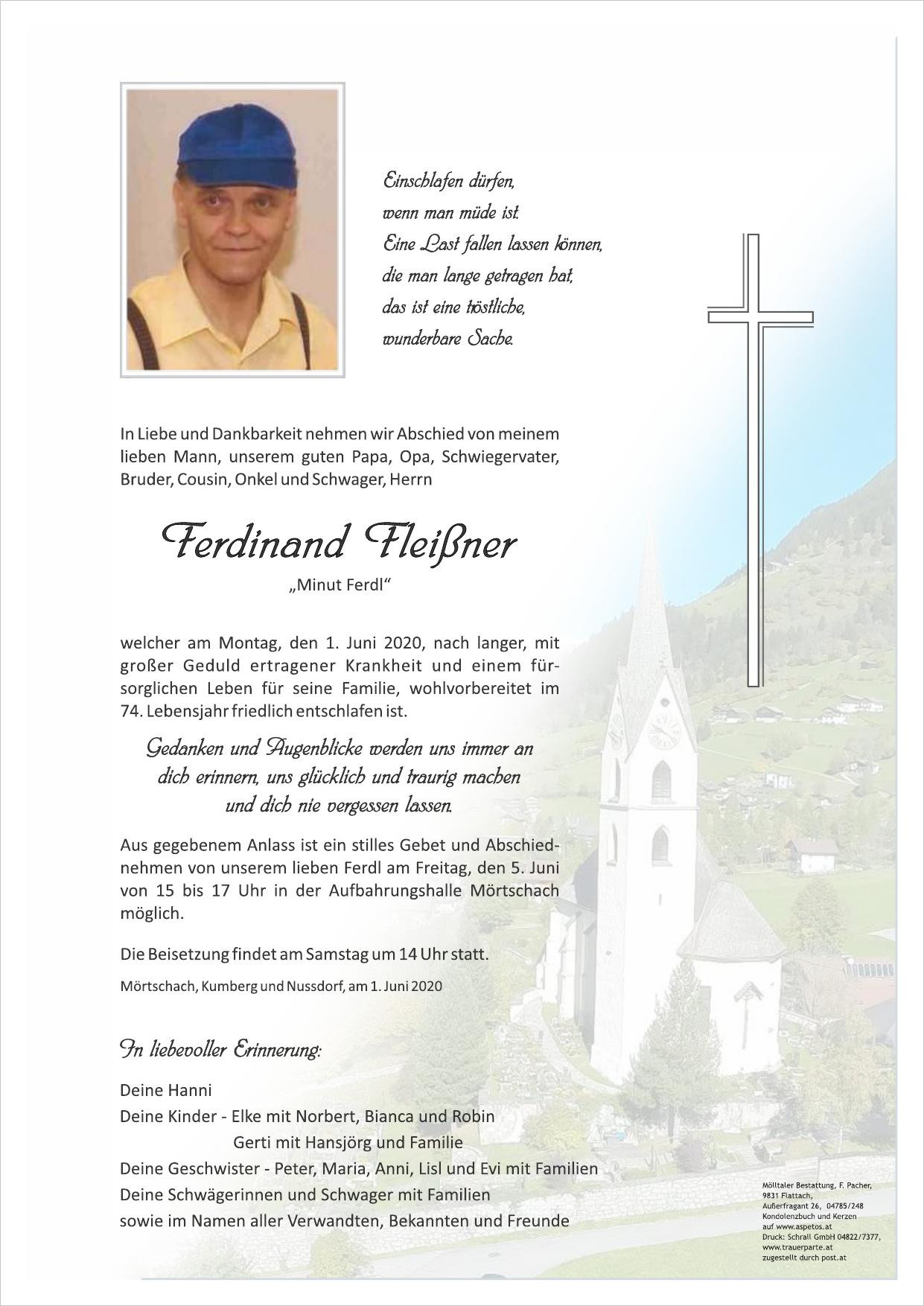 Traueranzeige von Ferdinand Fleißner