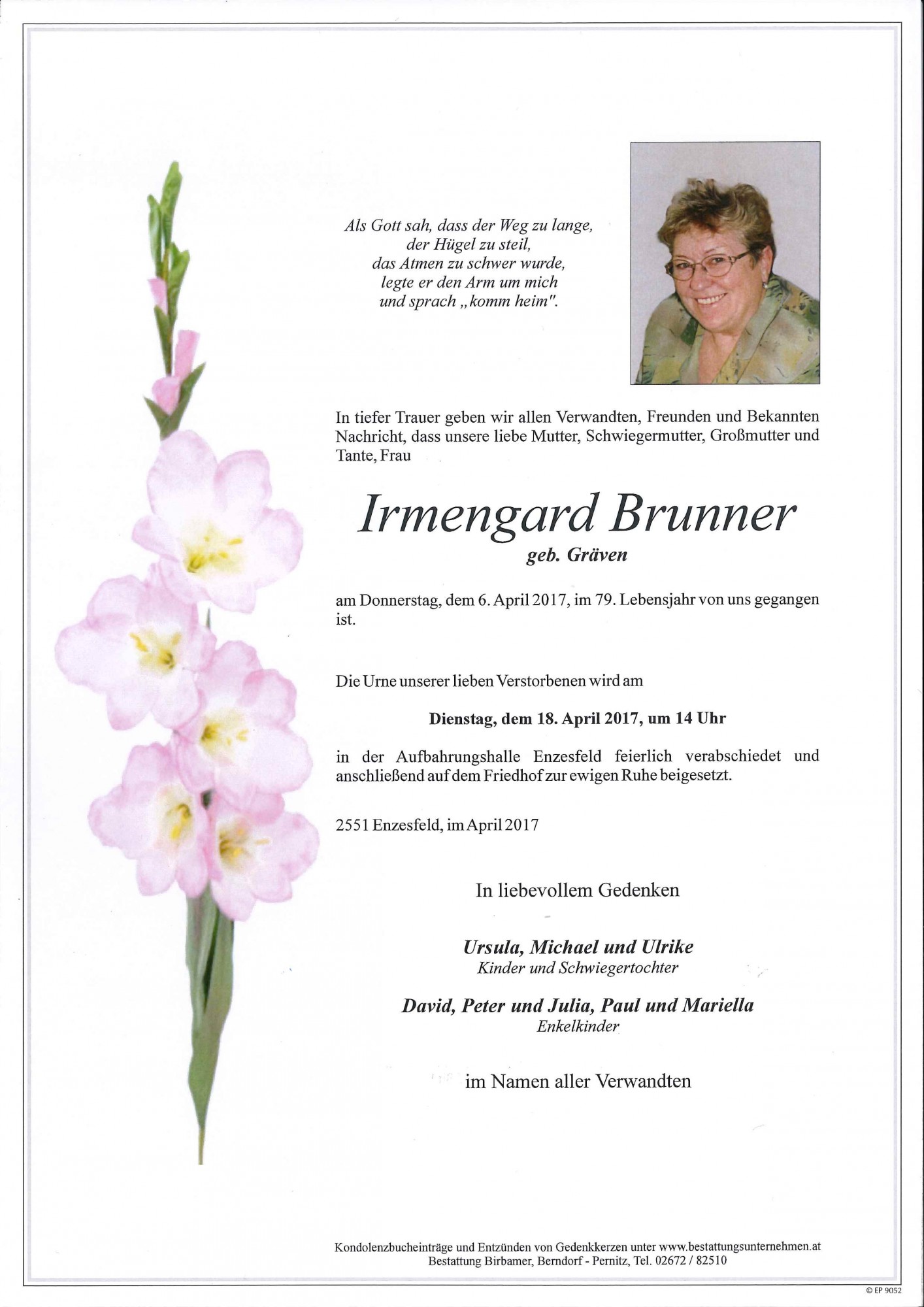 Traueranzeige von Irmengard Brunner