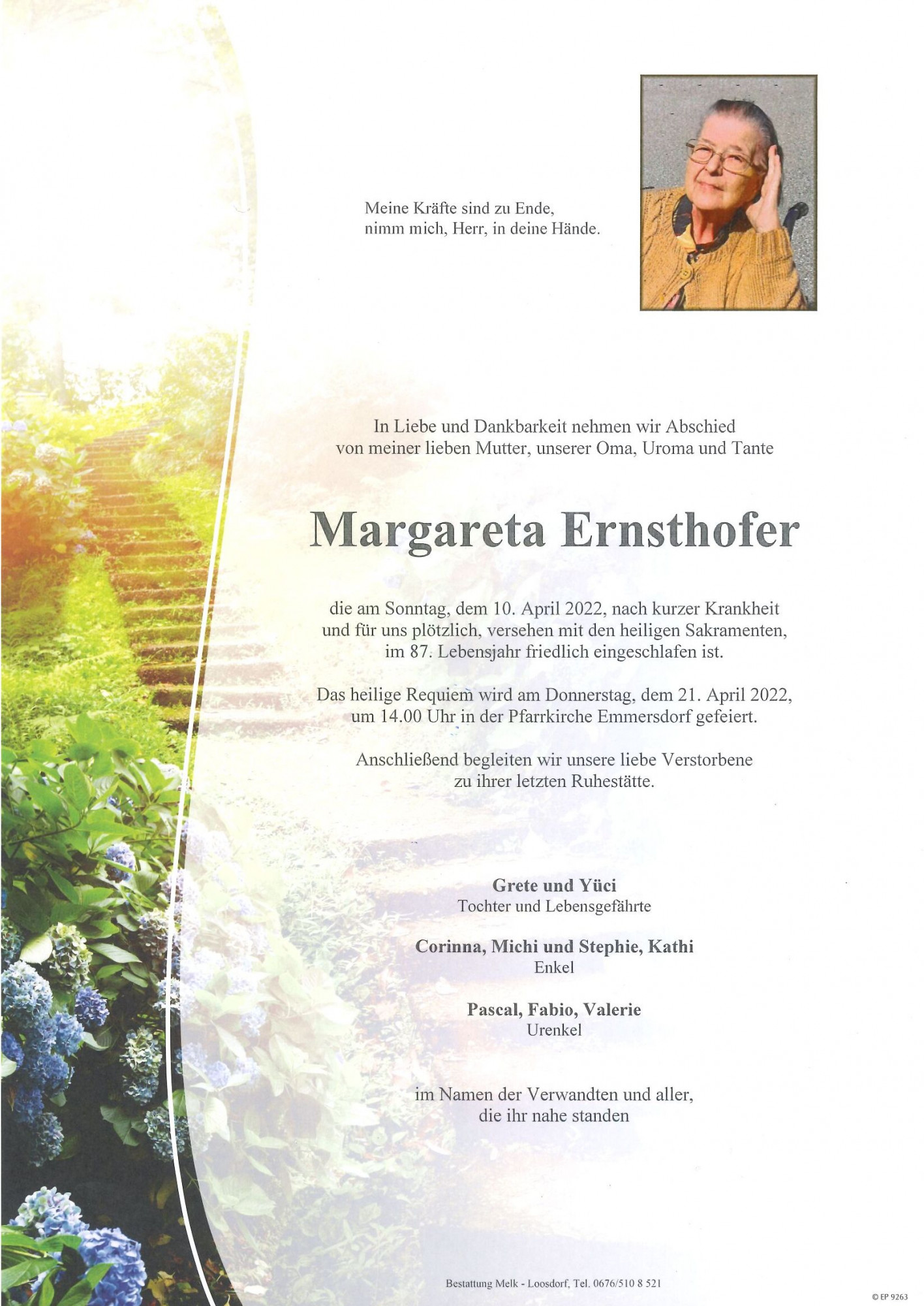 Traueranzeige von Margareta Ernsthofer