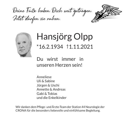 Traueranzeige von Hansjörg Olpp