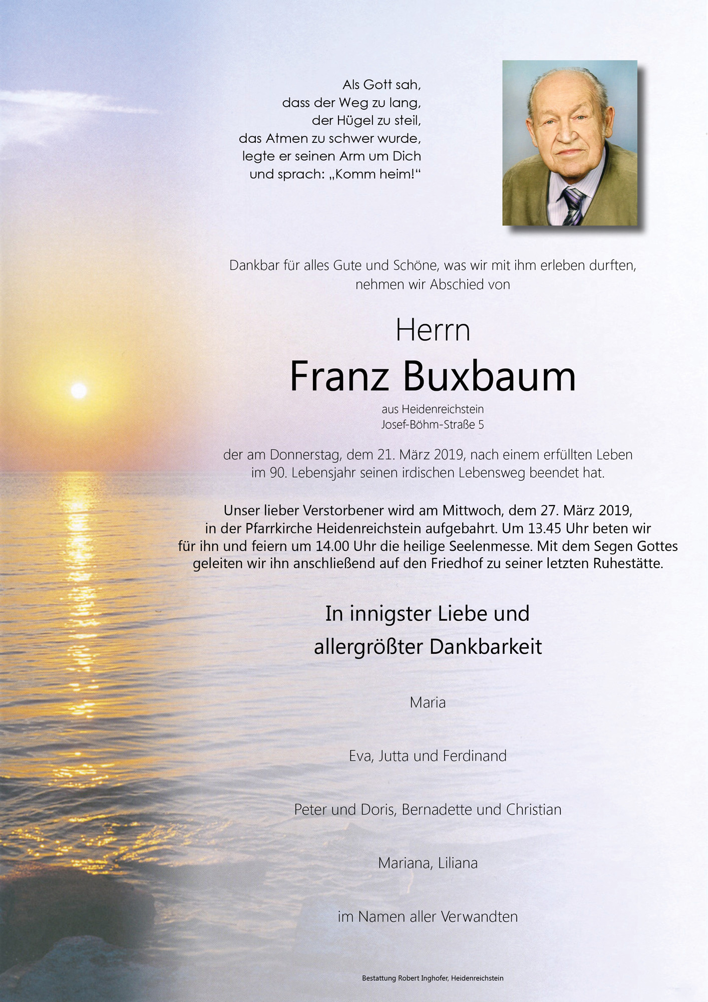 Traueranzeige von Franz Buxbaum