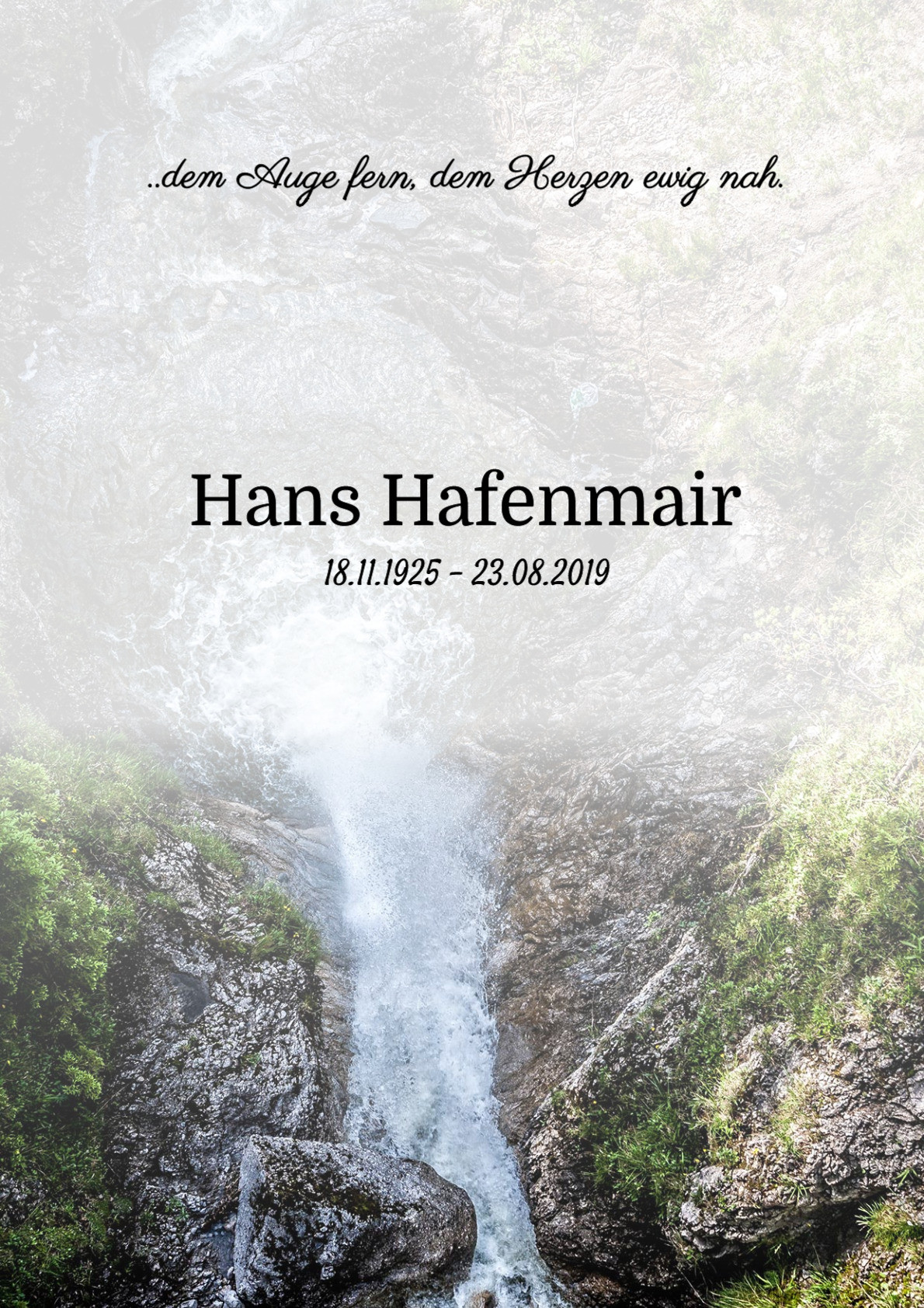 Traueranzeige von Hans Hafenmair