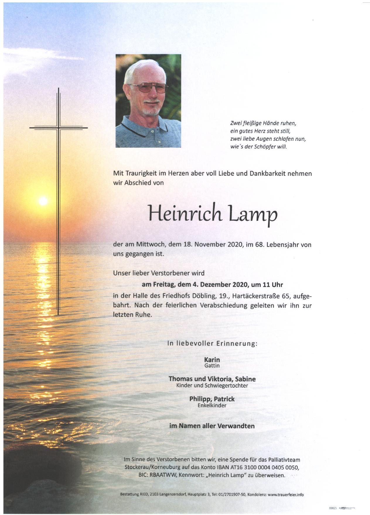 Traueranzeige von Heinrich Lamp