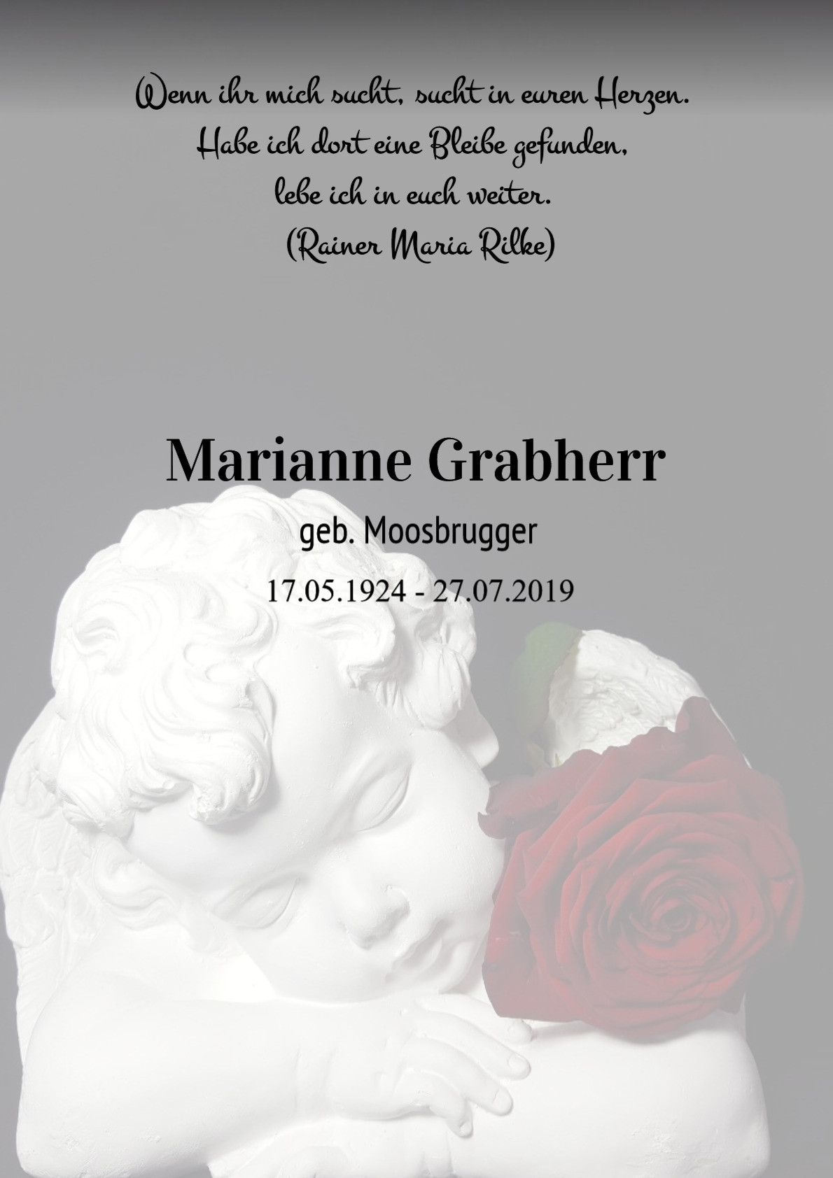 Traueranzeige von Marianne Grabherr
