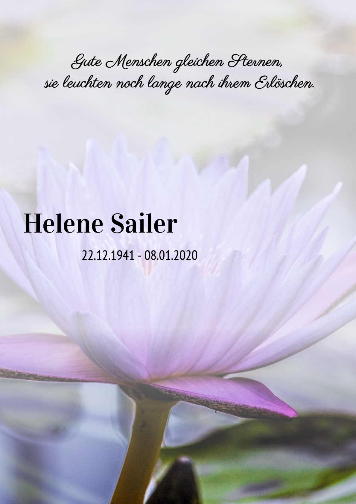 Traueranzeige von Helene Sailer