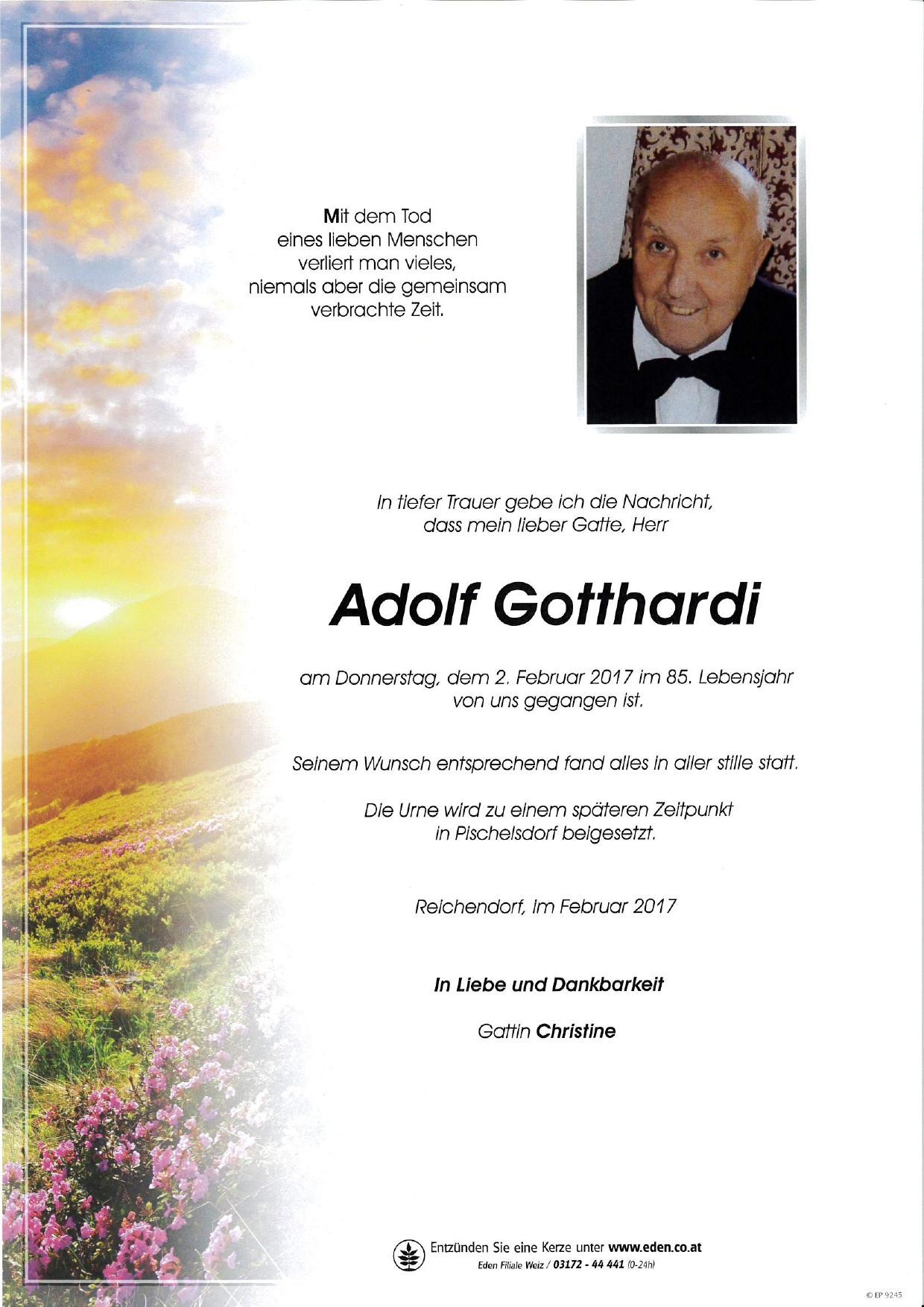Traueranzeige von Adolf Gotthardi