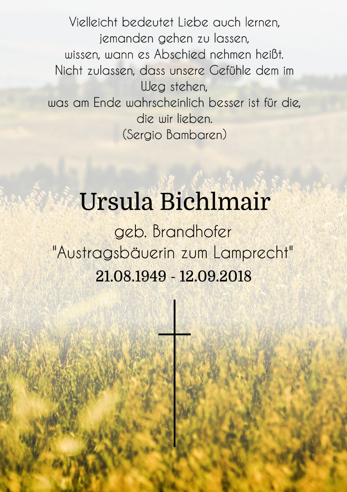 Traueranzeige von Ursula Bichlmair