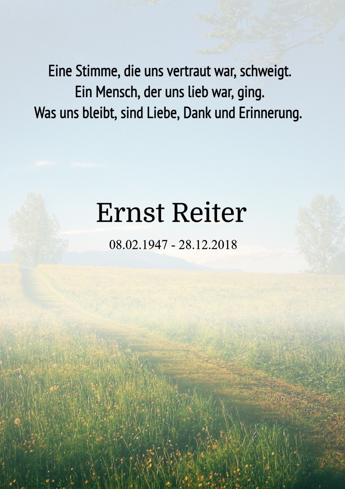 Traueranzeige von Ernst Reiter