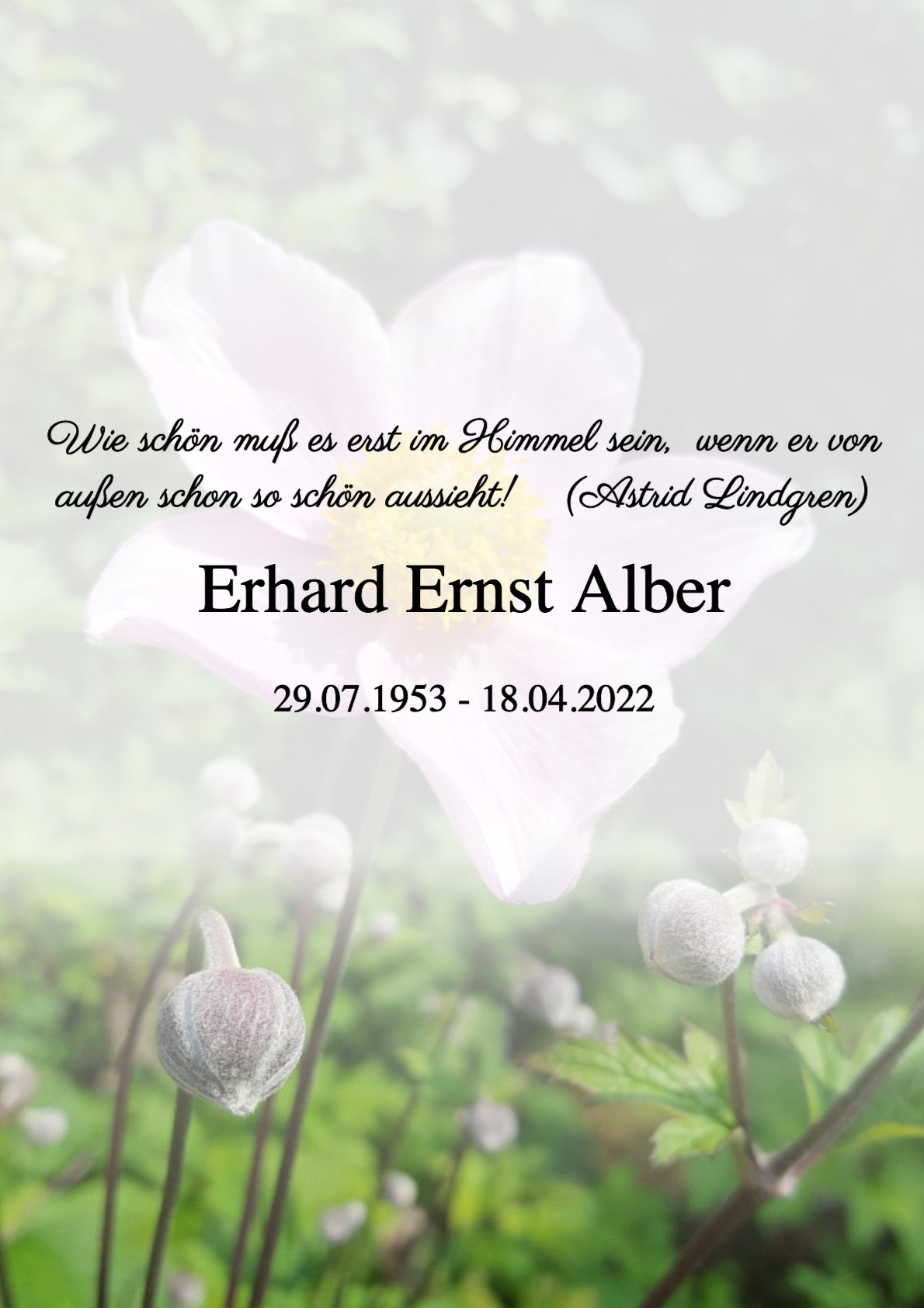 Traueranzeige von Erhard Ernst Alber