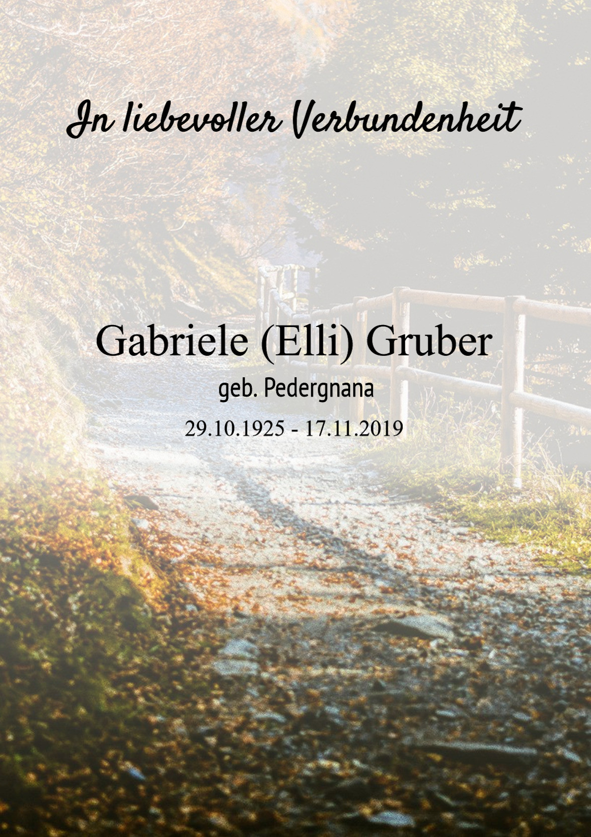 Traueranzeige von Gabriele (Elli) Gruber
