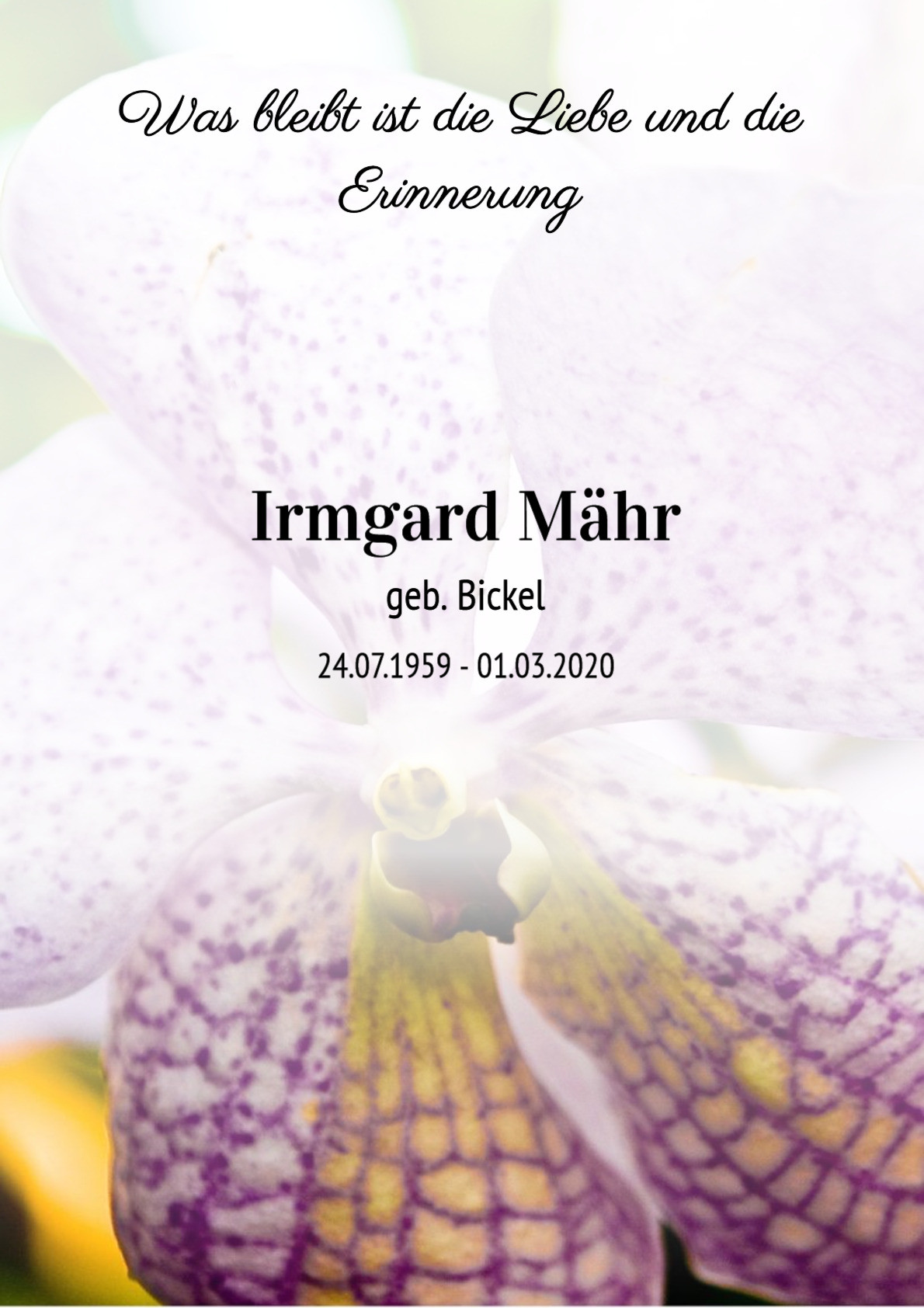 Traueranzeige von Irmgard Mähr