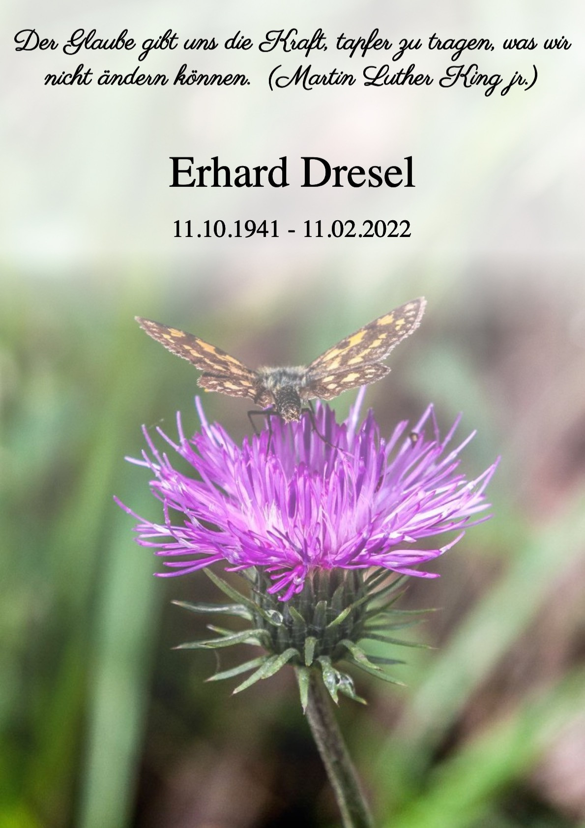 Traueranzeige von Erhard Dresel