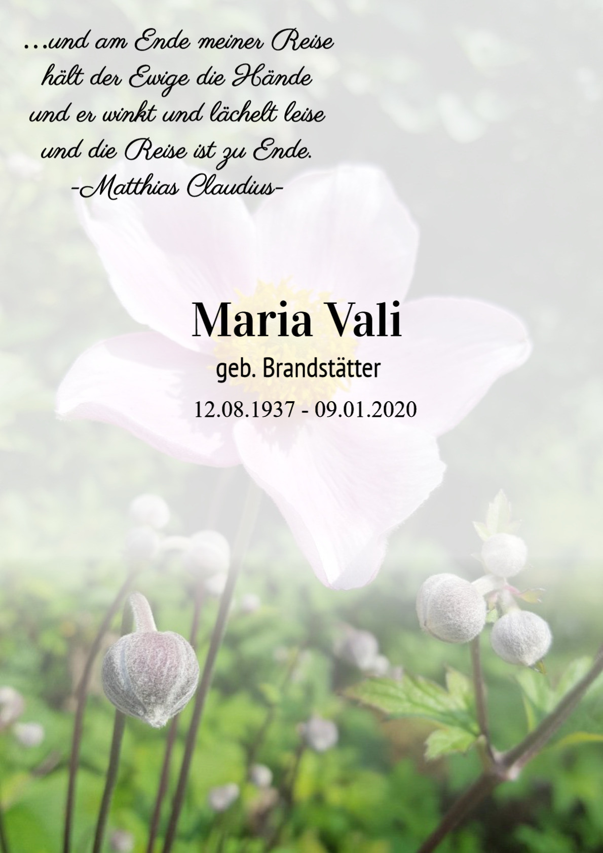 Traueranzeige von Maria Vali